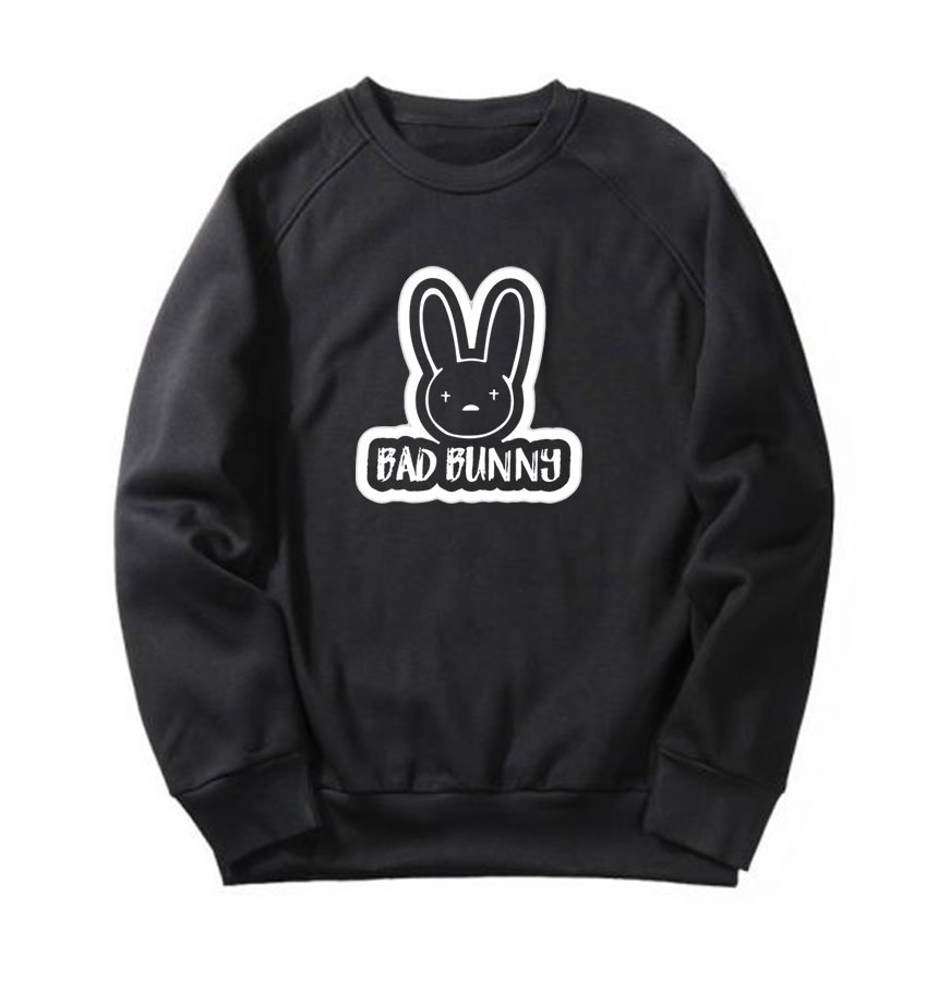 Bad Bunny White Logo Print Sweatshirt